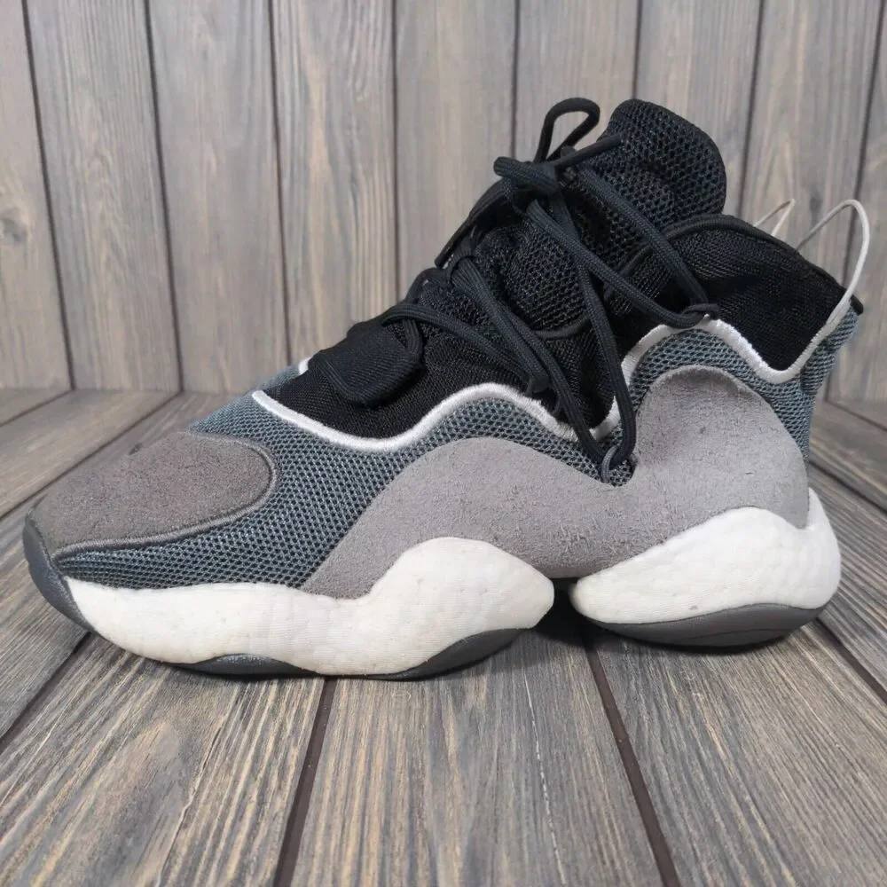 Adidas Crazy Boost BYW Mid Basketball‎ Shoe Sneaker Black Gray Men Teen Sz 6